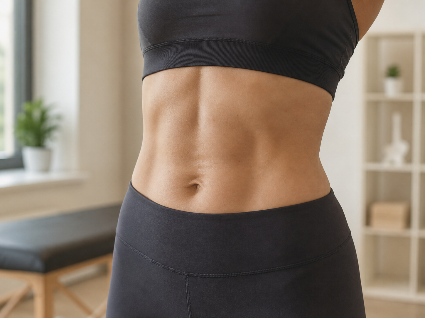 Abdomen femenino mostrando la línea media abdominal